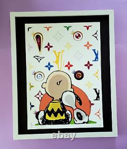 Mort NYC - Impression signée à la main, encadrée, format 16x20 pouces, certificat d'authenticité - SNOOPY CHARLIE BROWN #4