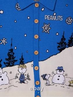 NWT Peanuts Snoopy et la bande scène de jour de neige pull-over femme moyen de vacances