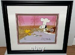 Oiseaux Cel Charlie Brown Thanksgiving Signé Bill Melendez Rare Snoopy Cell