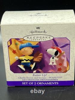Ornement Souvenir Hallmark 1999 Prêt à frapper ! Ensemble de 2 Charlie Brown et Snoopy