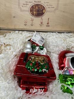 Ornement en bois Peanuts Polonaise Kurt Adler Charlie Brown Snoopy Woodstock Boîte