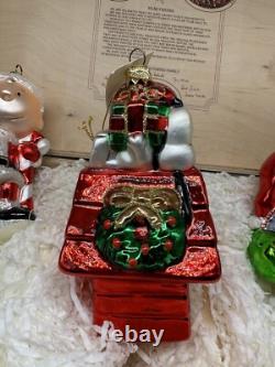 Ornement en bois Peanuts Polonaise Kurt Adler Charlie Brown Snoopy Woodstock Boîte