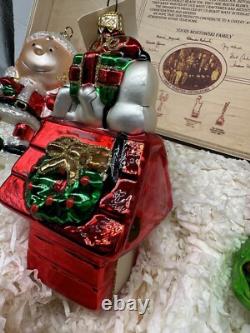 Ornement en bois Peanuts Polonaise Kurt Adler Charlie Brown Snoopy Woodstock Boîte