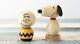 Peanuts Snoopy & Charlie Brown Figurine En Bois Usaburo Kokeshi Doll Japon Limité