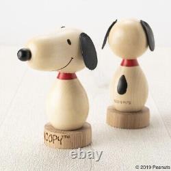 PEANUTS Snoopy & Charlie Brown Figurine en bois Usaburo KOKESHI DOLL Japon Limité