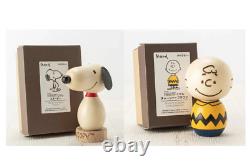 PEANUTS Snoopy & Charlie Brown Poupée Kokeshi Figurine en Bois Usaburo Édition Limitée JP F/S