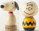 Peanuts Snoopy Et Charlie Brown Figurine En Bois Usaburo Kokeshi Doll Japon Édition Limitée