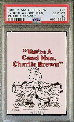 POP 5 PSA 10 RC Charlie Brown 1991 Peanuts Preview Tu es un bonhomme Recrue RARE