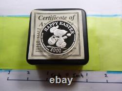Panier de Pâques Snoopy Peanuts 2000 Charlie Brown Lucy Étui de pièce en argent 999 Certificat d'authenticité