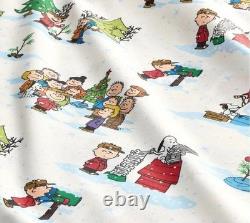 Parure de draps de Noël Peanuts Pottery Barn neuve pour lit double – Snoopy, Charlie Brown et Lucy