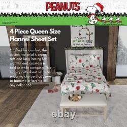 Parure de draps en flanelle 100 % coton super douce Peanuts Charlie Brown pour lit queen size