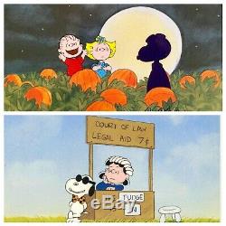 Peanuts Cel Charlie Brown Christmas Citrouille Snoopy Signé Bill Melendez 13 Set