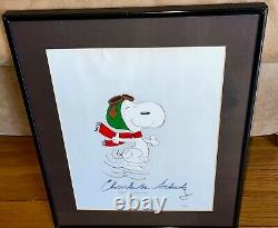 Peanuts Cel Snoopy Flying Ace Signé Charles M Schulz Rare Animation Art Cell
