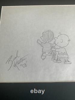 Peanuts Charlie Brown And Linus Production Animation Cel Drawing Signed Coa