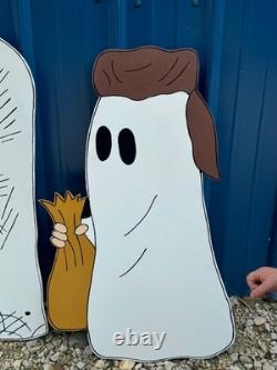 Peanuts Charlie Brown – Décoration de jardin peinte à la main représentant des enfants faisant la tournée des bonbons d’Halloween