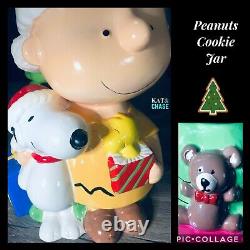 Peanuts Charlie Brown Et Snoopy Cookie Jar Snack Christmas Rare Gibson
