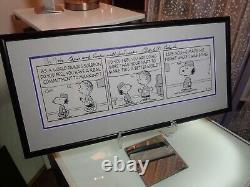 Peanuts Comic Strip Autographié Par Charles M Schulz Charlie Brown Snoopy W / Coa