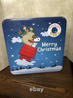 Peanuts Flying Ace Snoopy Charlie Brown Christmas Cookie Tin Music Light Up Tin