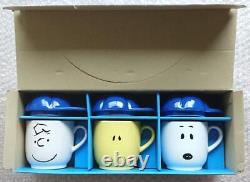 Péanuts Mug Visage Avec Couvercle 3 Pcs Snoopy Woodstock Charlie Brown Vintage