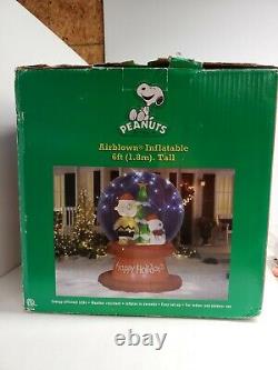 Peanuts Snoopy & Charlie Brown Christmas Gonflable Snow Globe 6 Ft Neuf Dans La Boîte