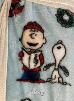 Peanuts Snoopy Charlie Brown Linus Hiver Menthe poivrée Bleu Lit complet/Queen 90x90 Peanuts Snoopy Charlie Brown Linus Hiver Menthe poivrée Bleu Lit complet/Queen 90x90