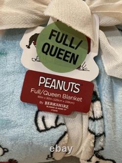 Peanuts Snoopy Charlie Brown Linus Hiver Menthe poivrée Bleu Lit complet/Queen 90x90