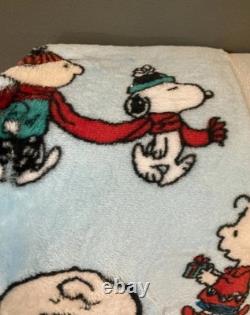 Peanuts Snoopy Charlie Brown Linus Hiver Menthe poivrée Bleu Lit complet/Queen 90x90