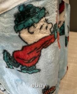 Peanuts Snoopy Charlie Brown Linus Hiver Menthe poivrée Bleu Lit complet/Queen 90x90 Peanuts Snoopy Charlie Brown Linus Hiver Menthe poivrée Bleu Lit complet/Queen 90x90
