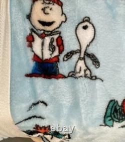 Peanuts Snoopy Charlie Brown Linus Hiver Menthe poivrée Bleu Lit complet/Queen 90x90