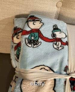 Peanuts Snoopy Charlie Brown Linus Hiver Menthe poivrée Bleu Lit complet/Queen 90x90