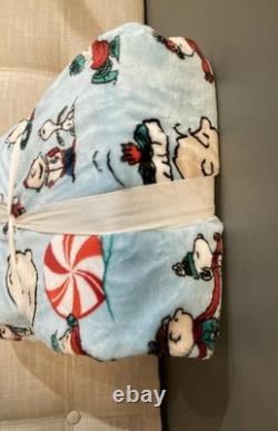 Peanuts Snoopy Charlie Brown Linus Hiver Menthe poivrée Bleu Lit complet/Queen 90x90