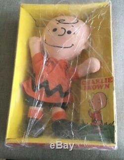 Peanuts Vintage Lot 3 Linus Charlie Brown Snoopy Rag Doll Ideal 2 Boîtes Originales