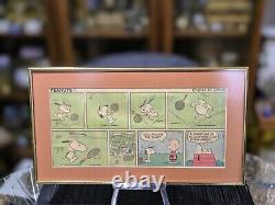 Peanuts par Schultz 1984 Snoopy, Charlie Brown. Bande dessinée originale encadrée