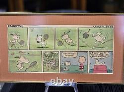 Peanuts par Schultz 1984 Snoopy, Charlie Brown. Bande dessinée originale encadrée