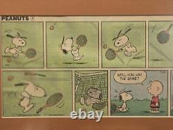 Peanuts par Schultz 1984 Snoopy, Charlie Brown. Bande dessinée originale encadrée