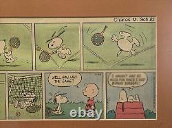 Peanuts par Schultz 1984 Snoopy, Charlie Brown. Bande dessinée originale encadrée