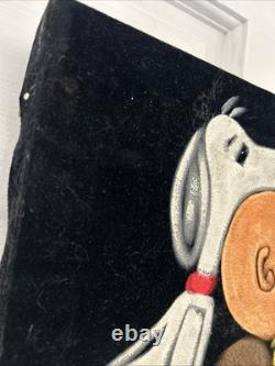 Peinture en velours vintage signée Snoopy Charlie Brown Love Art original des années 60 70