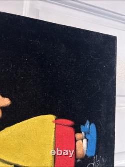Peinture en velours vintage signée Snoopy Charlie Brown Love Art original des années 60 70