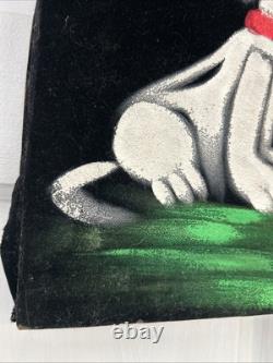 Peinture en velours vintage signée Snoopy Charlie Brown Love Art original des années 60 70