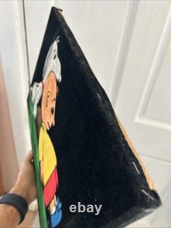 Peinture en velours vintage signée Snoopy Charlie Brown Love Art original des années 60 70