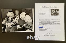 Photo en noir et blanc signée par CHARLES M. SCHULZ, avec certificat d'authenticité. Charlie Brown, Snoopy, Peanuts