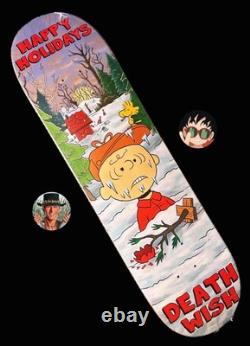 Planche de skateboard SUPER RARE Charlie Brown Happy Holidays Deathwish Snoopy NOS NEUVE