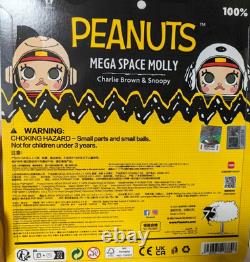 Popmart Méga Espace Exclusif Molly 100% Charlie Brown & Snoopy