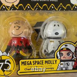 Popmart Méga Espace Exclusif Molly 100% Charlie Brown & Snoopy
