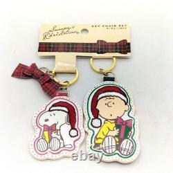 Porte-clés en cuir USJ Snoopy Charlie Brown 2017 Noël inutilisé
