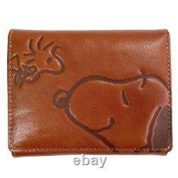 Portefeuille Peanuts SNOOPY Smile en cuir à deux volets SN0144 (Camel)