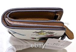 Portefeuille zippé d’angle moyen NWT Coach x Peanuts Snoopy Charlie Brown C4899 blanc
