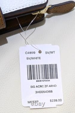 Portefeuille zippé d’angle moyen NWT Coach x Peanuts Snoopy Charlie Brown C4899 blanc
