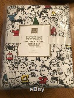 Pottery Barn Adolescent Peanuts Amis Complètes Set Flanelle Charlie Brown Snoopy Nu
