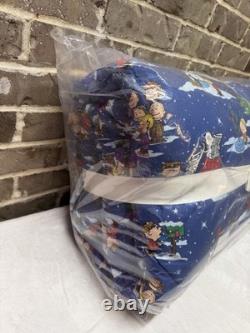 Pottery Barn Charlie Brown Gang Snoopy couette matelassée QUEEN bleue de Noël neuve
